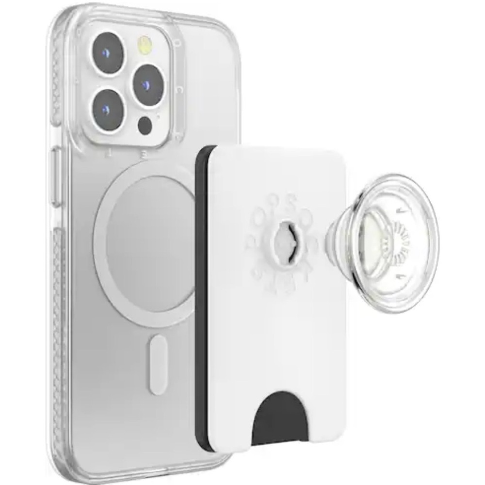 White Phone Case with Card Holder and Grip - Picture 2 of 10